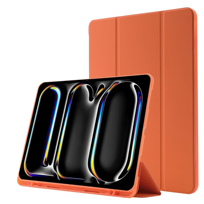 For iPad Pro 13 2024 Skin Feel Tri-fold Leather Tablet Case with Pen Slot(Orange) - iPad Pro 13 2024 Cases by buy2fix | Online Shopping UK | buy2fix