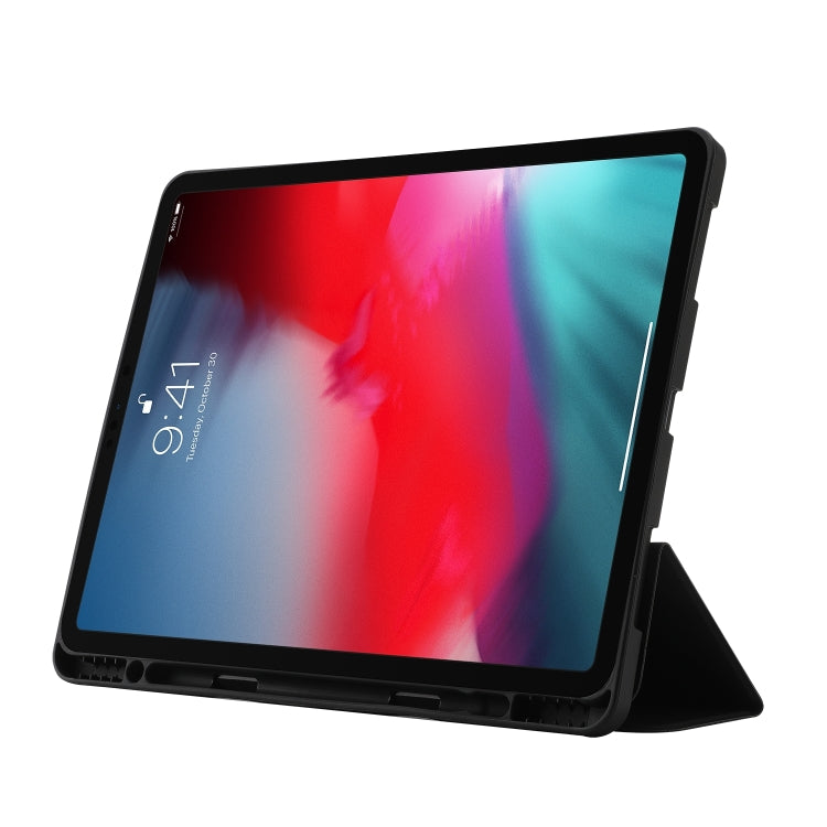 For iPad Pro 13 2024 Skin Feel Tri-fold Leather Tablet Case with Pen Slot(Black) - iPad Pro 13 2024 Cases by buy2fix | Online Shopping UK | buy2fix