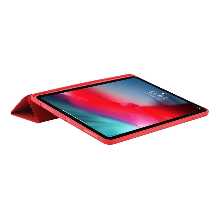 For iPad Air 11 2024 Skin Feel Tri-fold Leather Tablet Case with Pen Slot(Red) - iPad Air 11 2024 Cases by buy2fix | Online Shopping UK | buy2fix