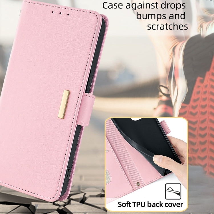 For OnePlus 12 5G Crossbody Chain Leather Phone Case(Pink) - OnePlus Cases by buy2fix | Online Shopping UK | buy2fix