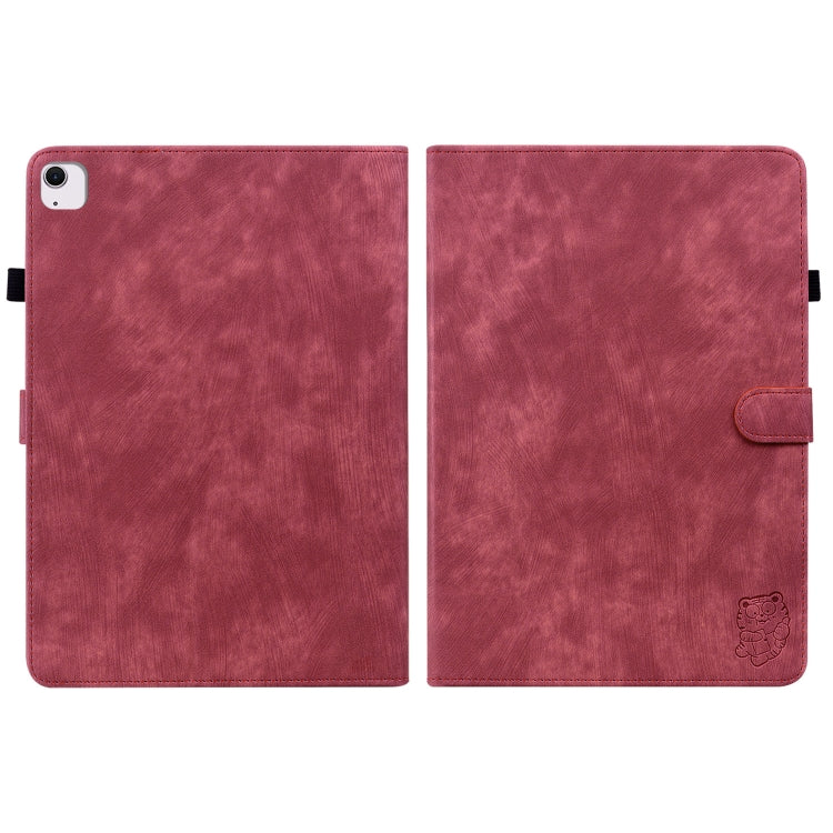 For iPad Air 11 2024 Embossed Tiger Pattern Leather Tablet Case(Red) - iPad Air 11 2024 Cases by buy2fix | Online Shopping UK | buy2fix