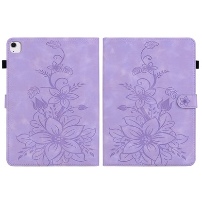 For iPad Air 11 2024 Lily Embossed Leather Smart Tablet Case(Purple) - iPad Air 11 2024 Cases by buy2fix | Online Shopping UK | buy2fix