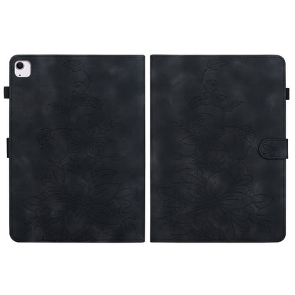 For iPad Air 11 2024 Lily Embossed Leather Smart Tablet Case(Black) - iPad Air 11 2024 Cases by buy2fix | Online Shopping UK | buy2fix