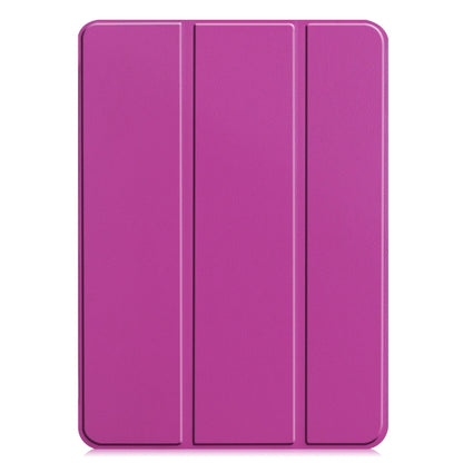 For iPad Pro 11 2024 Custer Pure Color 3-Fold Holder Smart Leather Tablet Case(Purple) - iPad Pro 11 2024 Cases by buy2fix | Online Shopping UK | buy2fix