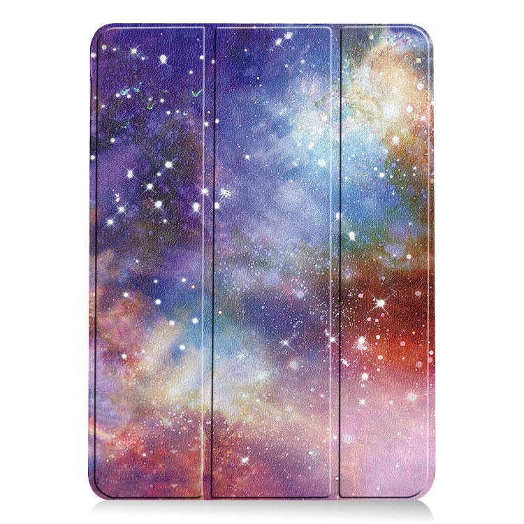 For iPad Air 13 2024 Custer Painted 3-Fold Holder Smart Leather Tablet Case(Milky Way Nebula) - iPad Air 13 2024 Cases by buy2fix | Online Shopping UK | buy2fix