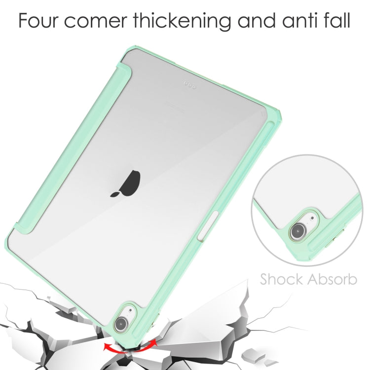 For iPad Air 11 2024 Pure Color 3-fold Clear TPU Smart Leather Tablet Case(Mint Green) - iPad Air 11 2024 Cases by buy2fix | Online Shopping UK | buy2fix