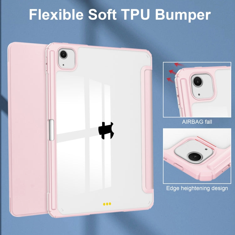 For iPad Air 13 2024 Pure Color 3-fold Clear TPU Smart Leather Tablet Case(Pink) - iPad Air 13 2024 Cases by buy2fix | Online Shopping UK | buy2fix