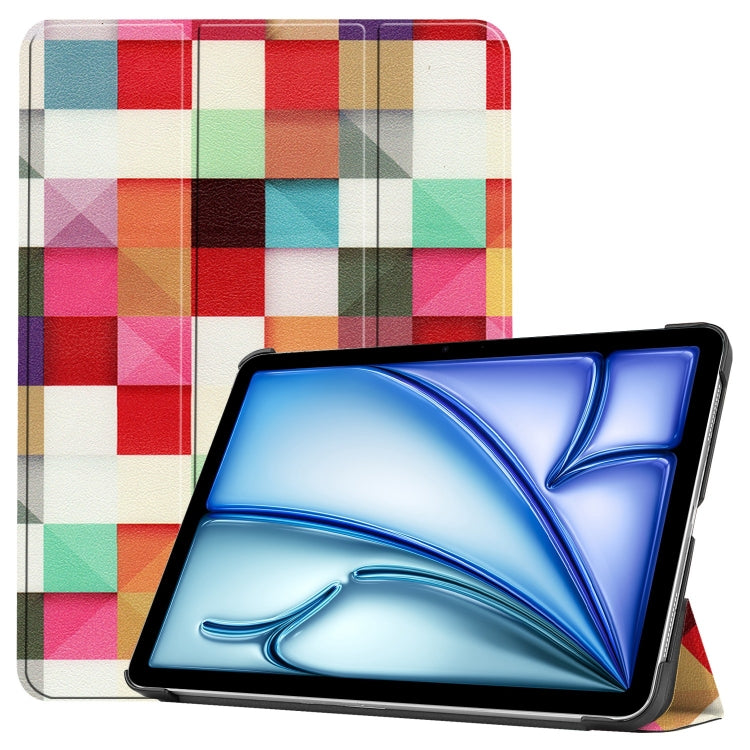 For iPad Air 11 2024 Custer Painted 3-Fold Holder Smart Leather Tablet Case(Magic Cube) - iPad Air 11 2024 Cases by buy2fix | Online Shopping UK | buy2fix