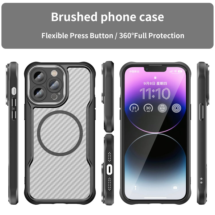 For iPhone 15 Pro Carbon Fiber Texture MagSafe Translucent Phone Case(Black) - iPhone 15 Pro Cases by buy2fix | Online Shopping UK | buy2fix