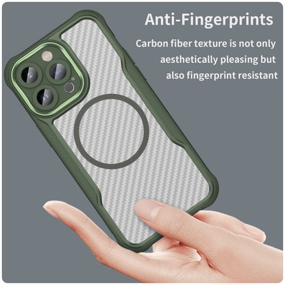 For iPhone 14 / 13 Carbon Fiber Texture MagSafe Translucent Phone Case(Green) - iPhone 14 Cases by buy2fix | Online Shopping UK | buy2fix