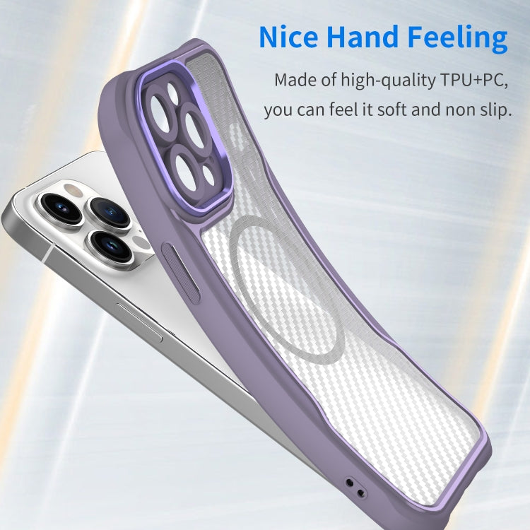 For iPhone 13 Pro Max Carbon Fiber Texture MagSafe Translucent Phone Case(Purple) - iPhone 13 Pro Max Cases by buy2fix | Online Shopping UK | buy2fix