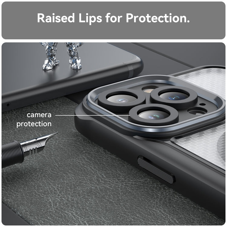 For iPhone 12 Pro Carbon Fiber Texture MagSafe Translucent Phone Case(Black) - iPhone 12 / 12 Pro Cases by buy2fix | Online Shopping UK | buy2fix