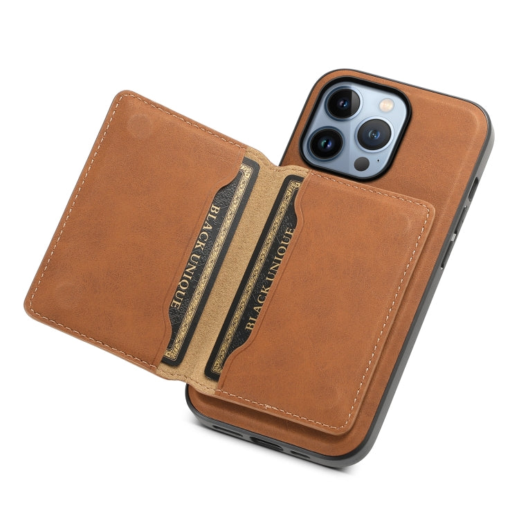 For iPhone 13 Pro Denior D13 Retro Texture Leather MagSafe Card Bag Phone Case(Brown) - iPhone 13 Pro Cases by Denior | Online Shopping UK | buy2fix