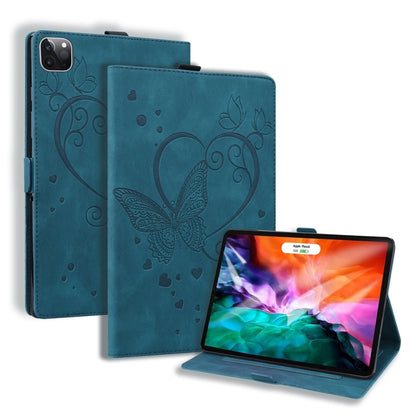 For iPad Pro 13 2024 Love Butterfly Embossed Leather Tablet Case(Blue) - iPad Pro 13 2024 Cases by buy2fix | Online Shopping UK | buy2fix