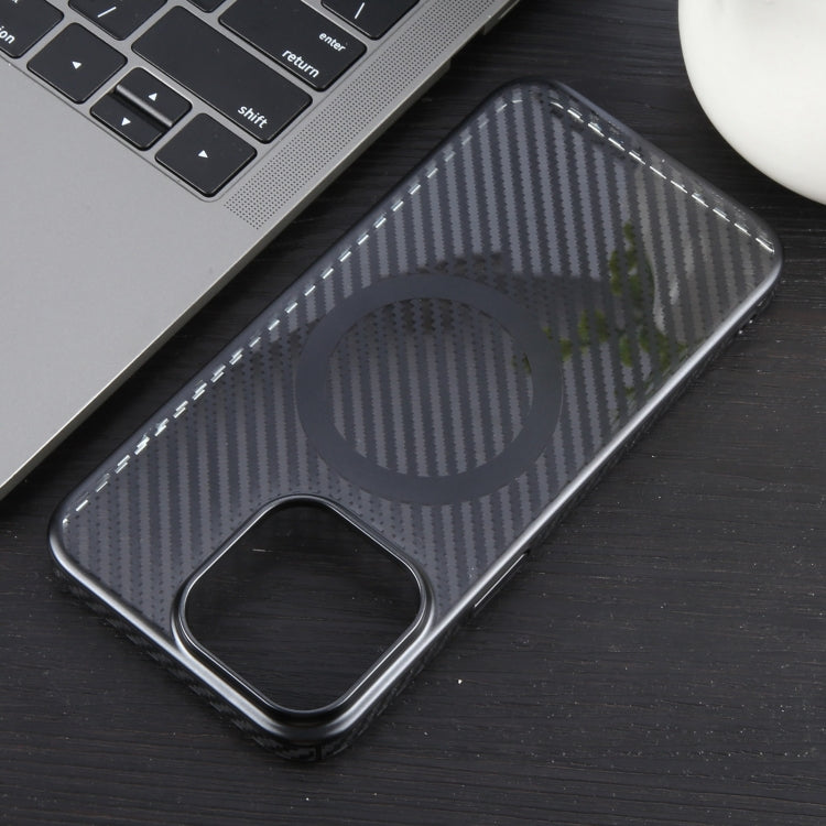 For iPhone 15 Plus 6D Plated Carbon Fiber Clear Magsafe PC Phone Case(Starry Black) - iPhone 15 Plus Cases by buy2fix | Online Shopping UK | buy2fix