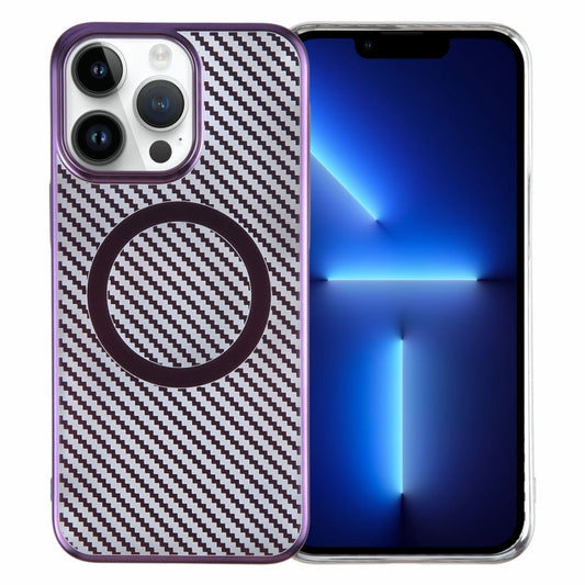 For iPhone 13 Pro 6D Plated Carbon Fiber Clear Magsafe PC Phone Case(Aurora Purple) - iPhone 13 Pro Cases by buy2fix | Online Shopping UK | buy2fix