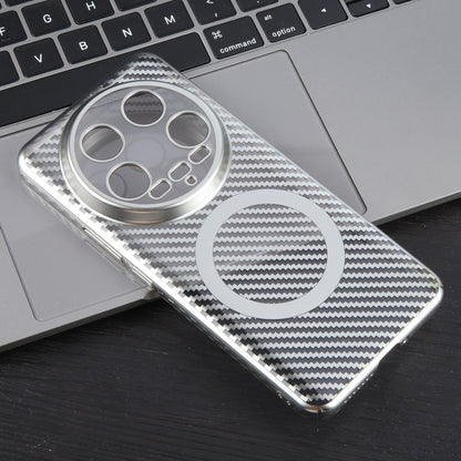 For Xiaomi 14 Ultra 6D Plated Carbon Fiber Clear Magsafe PC Phone Case(Starlight Silver) - 14 Ultra Cases by buy2fix | Online Shopping UK | buy2fix