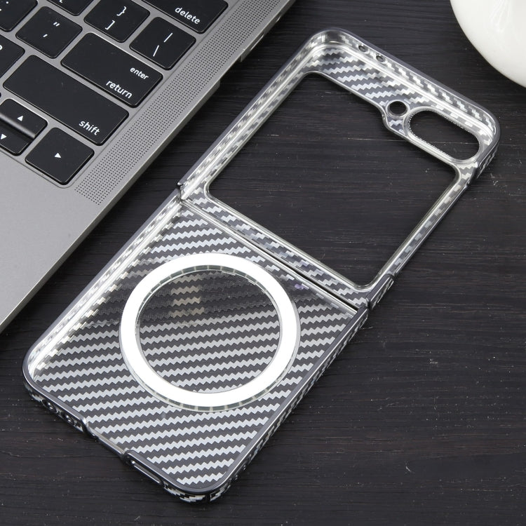 For Samsung Galaxy Z Flip6 6D Plated Carbon Fiber Clear Magsafe PC Phone Case(Starry Black) - Galaxy Z Flip6 5G Cases by buy2fix | Online Shopping UK | buy2fix