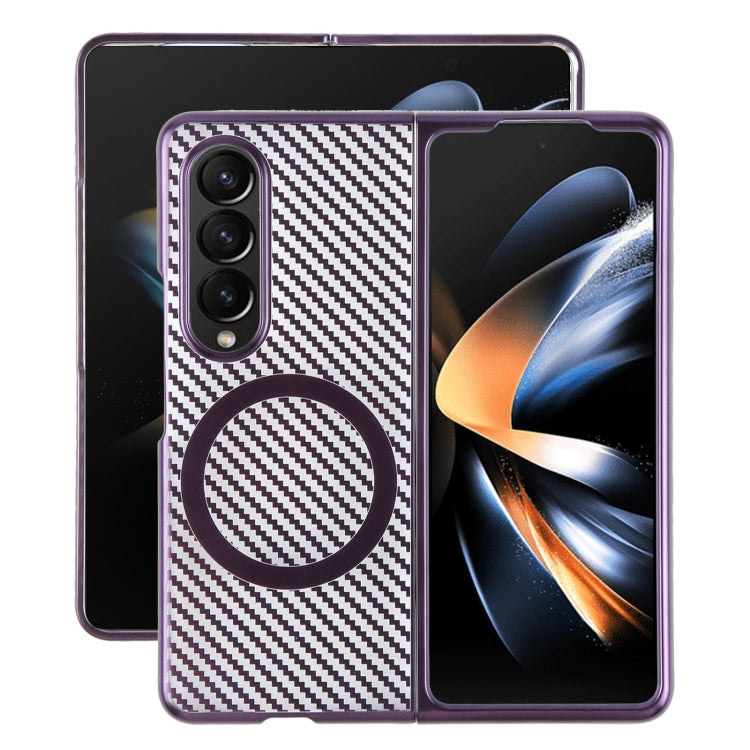 For Samsung Galaxy Z Fold4 6D Plated Carbon Fiber Clear Magsafe PC Phone Case(Aurora Purple) - Galaxy Z Fold4 5G Cases by buy2fix | Online Shopping UK | buy2fix