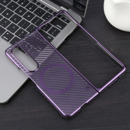 For Samsung Galaxy Z Fold4 6D Plated Carbon Fiber Clear Magsafe PC Phone Case(Aurora Purple) - Galaxy Z Fold4 5G Cases by buy2fix | Online Shopping UK | buy2fix