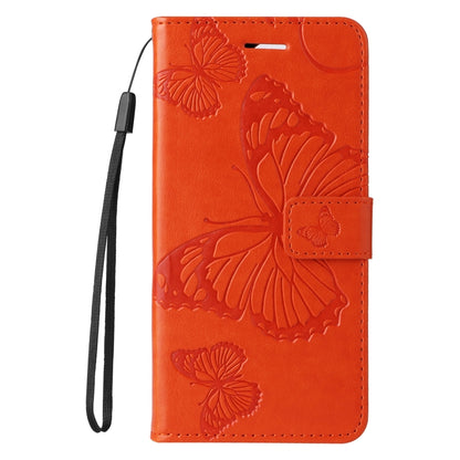 For iPhone 16 3D Butterfly Embossed Pattern Flip Leather Phone Case(Orange) - iPhone 16 Cases by buy2fix | Online Shopping UK | buy2fix