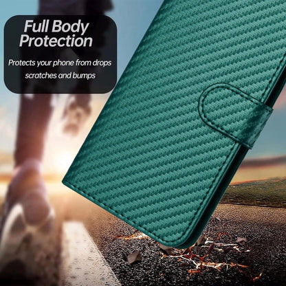 For Motorola Edge 5G 2024 YX0070 Carbon Fiber Buckle Leather Phone Case with Lanyard(Dark Green) - Motorola Cases by buy2fix | Online Shopping UK | buy2fix