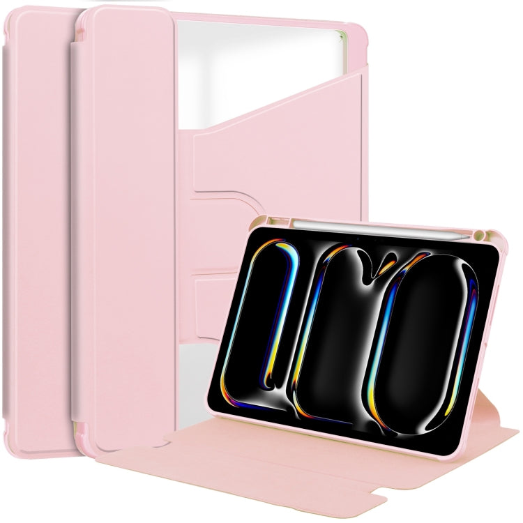 For iPad Pro 11 2024 Transparent Rotation Smart Leather Tablet Case(Pink) - iPad Pro 11 2024 Cases by buy2fix | Online Shopping UK | buy2fix