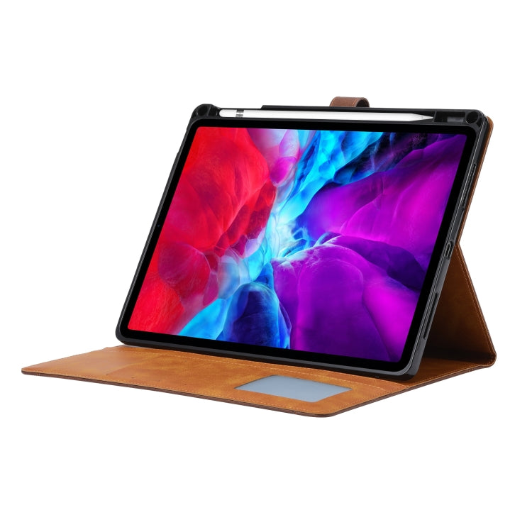 For iPad Pro 11 2024 Calf Texture Double Fold Clasp Horizontal Flip Leather Smart Tablet Case(Brown) - iPad Pro 11 2024 Cases by buy2fix | Online Shopping UK | buy2fix