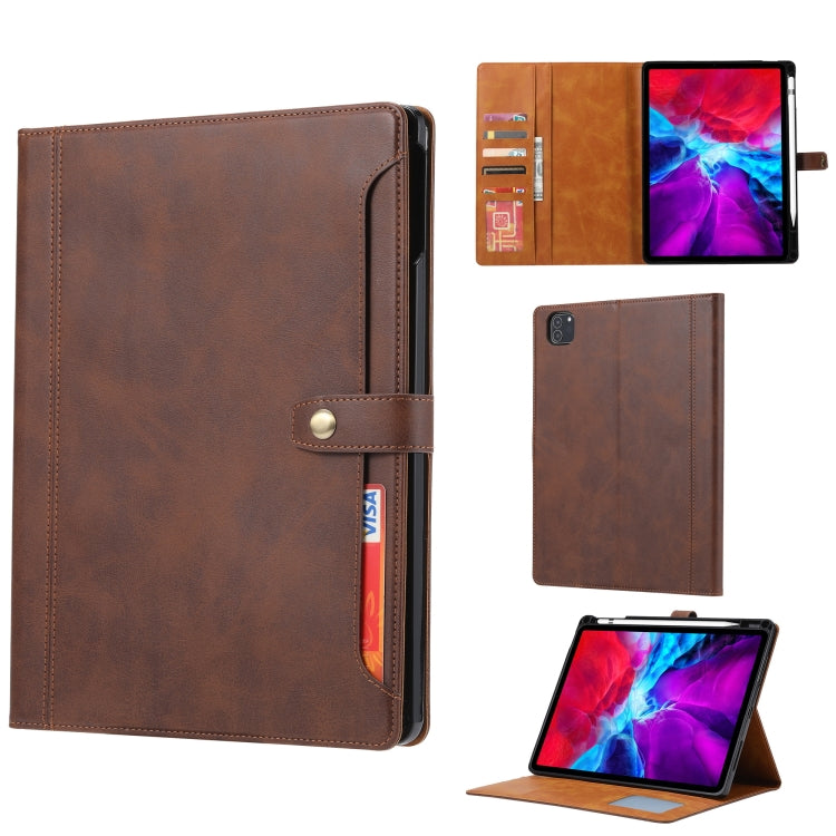 For iPad Pro 13 2024 Calf Texture Double Fold Clasp Horizontal Flip Leather Smart Tablet Case(Brown) - iPad Pro 13 2024 Cases by buy2fix | Online Shopping UK | buy2fix