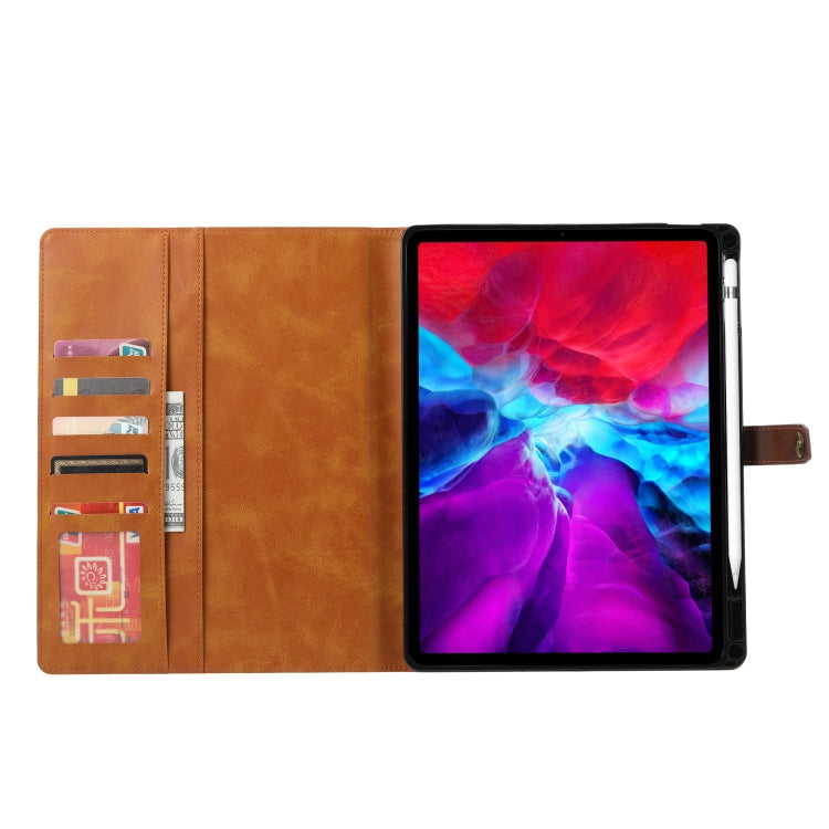 For iPad Pro 13 2024 Calf Texture Double Fold Clasp Horizontal Flip Leather Smart Tablet Case(Brown) - iPad Pro 13 2024 Cases by buy2fix | Online Shopping UK | buy2fix