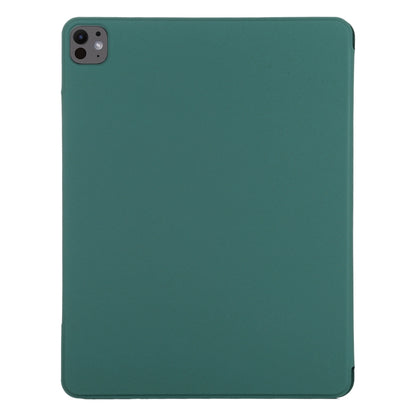 For iPad Pro 13 2024 Double-sided Clip Fixed Buckle Magnetic PU Leather Smart Tablet Case(Dark Green) - iPad Pro 13 2024 Cases by buy2fix | Online Shopping UK | buy2fix