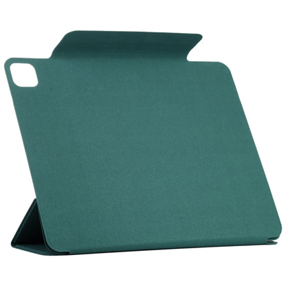 For iPad Pro 13 2024 Double-sided Clip Fixed Buckle Magnetic PU Leather Smart Tablet Case(Dark Green) - iPad Pro 13 2024 Cases by buy2fix | Online Shopping UK | buy2fix