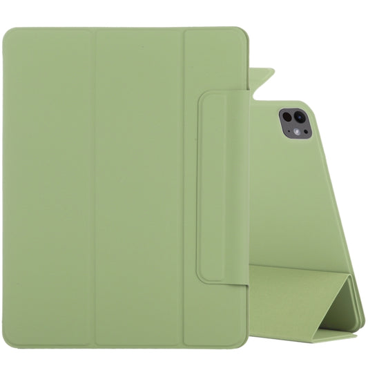 For iPad Pro 11 2024 Double-sided Clip Fixed Buckle Magnetic PU Leather Smart Tablet Case(Grass Green) - iPad Pro 11 2024 Cases by buy2fix | Online Shopping UK | buy2fix