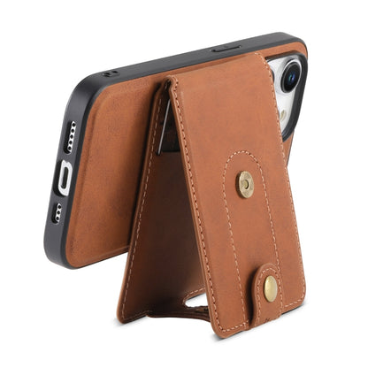 For iPhone 15 Denior D14 NK Retro Pattern MagSafe Magnetic Card Holder Leather Phone Case(Brown) - iPhone 15 Cases by Denior | Online Shopping UK | buy2fix