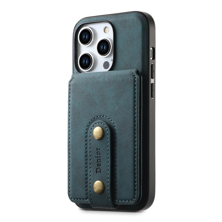 For iPhone 13 Pro Max Denior D14 NK Retro Pattern MagSafe Magnetic Card Holder Leather Phone Case(Blue) - iPhone 13 Pro Max Cases by Denior | Online Shopping UK | buy2fix