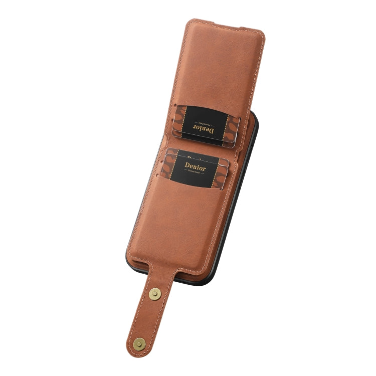 For iPhone 12 Pro Max Denior D14 NK Retro Pattern MagSafe Magnetic Card Holder Leather Phone Case(Brown) - iPhone 12 Pro Max Cases by Denior | Online Shopping UK | buy2fix