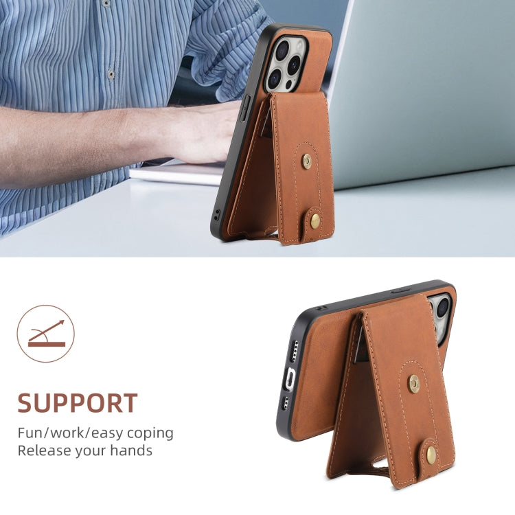 For iPhone 16 Pro Max Denior D14 NK Retro Pattern MagSafe Magnetic Card Holder Leather Phone Case(Brown) - iPhone 16 Pro Max Cases by Denior | Online Shopping UK | buy2fix