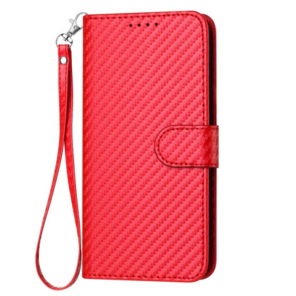 For Xiaomi Redmi K70 / K70 Pro YX0070 Carbon Fiber Buckle Leather Phone Case with Lanyard(Red) - K70 Cases by buy2fix | Online Shopping UK | buy2fix