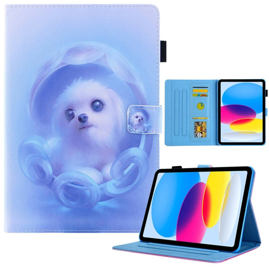 For iPad Pro 11 2024 Colored Drawing Leather Smart Tablet Case(Blue Dog) - iPad Pro 11 2024 Cases by buy2fix | Online Shopping UK | buy2fix