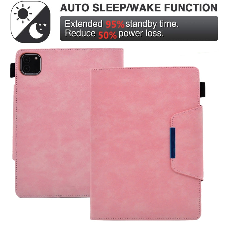 For iPad Pro 11 2024 Suede Cross Texture Magnetic Clasp Leather Smart Tablet Case(Pink) - iPad Pro 11 2024 Cases by buy2fix | Online Shopping UK | buy2fix