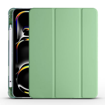 For iPad Pro 11 2024 3-fold TPU Leather Smart Tablet Case with Pen Slot(Matcha Green) - iPad Pro 11 2024 Cases by buy2fix | Online Shopping UK | buy2fix