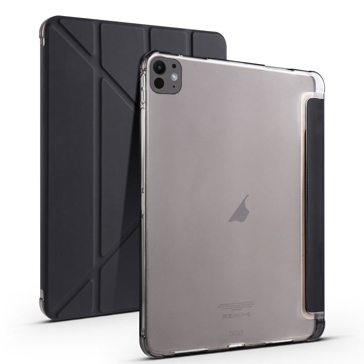 For iPad Pro 11 2024 Multi-folding TPU Leather Smart Tablet Case with Pen Slot(Black) - iPad Pro 11 2024 Cases by buy2fix | Online Shopping UK | buy2fix