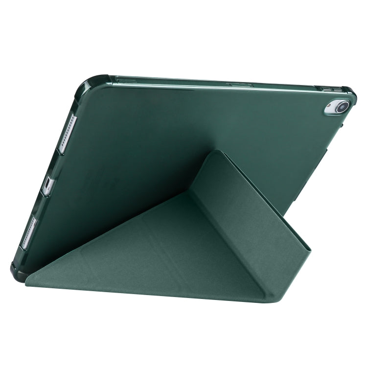 For iPad Pro 11 2024 Multi-folding TPU Leather Smart Tablet Case with Pen Slot(Pine Green) - iPad Pro 11 2024 Cases by buy2fix | Online Shopping UK | buy2fix