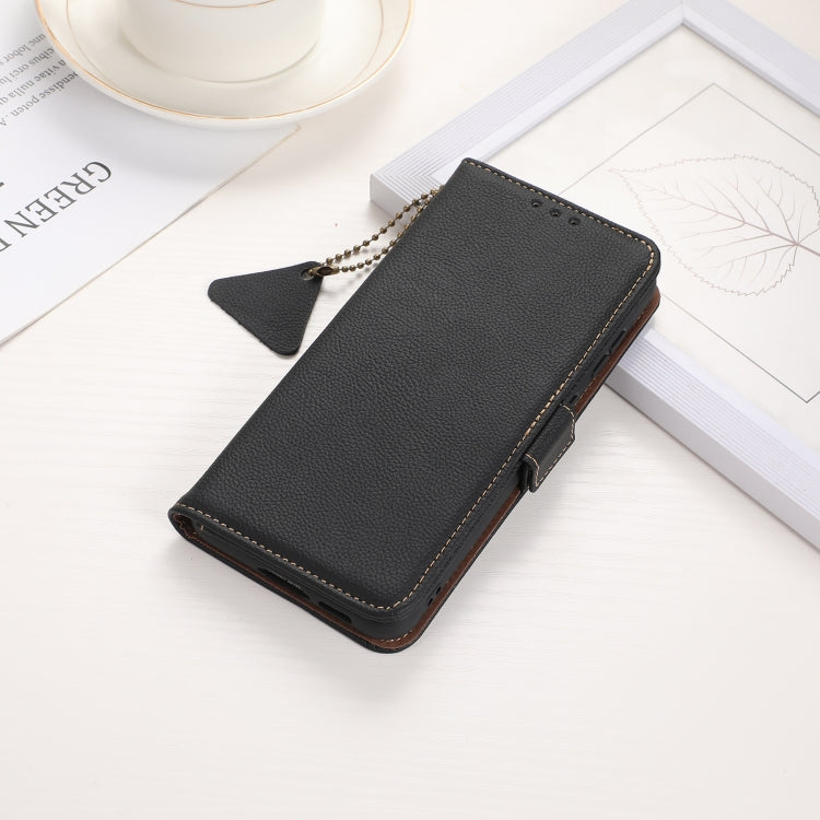 For iPhone 16 Side-Magnetic TJ Genuine Leather RFID Phone Case(Black) - iPhone 16 Cases by buy2fix | Online Shopping UK | buy2fix