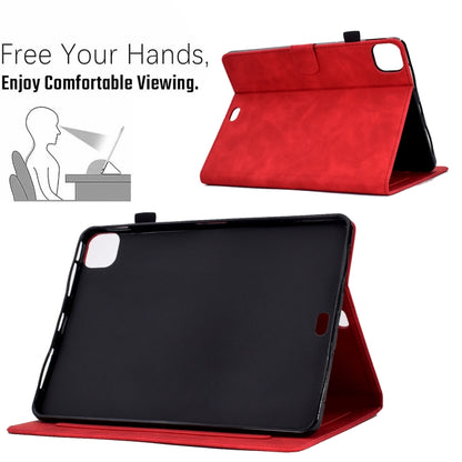 For iPad Pro 11 2024 Peony Butterfly Embossed Leather Smart Tablet Case(Red) - iPad Pro 11 2024 Cases by buy2fix | Online Shopping UK | buy2fix