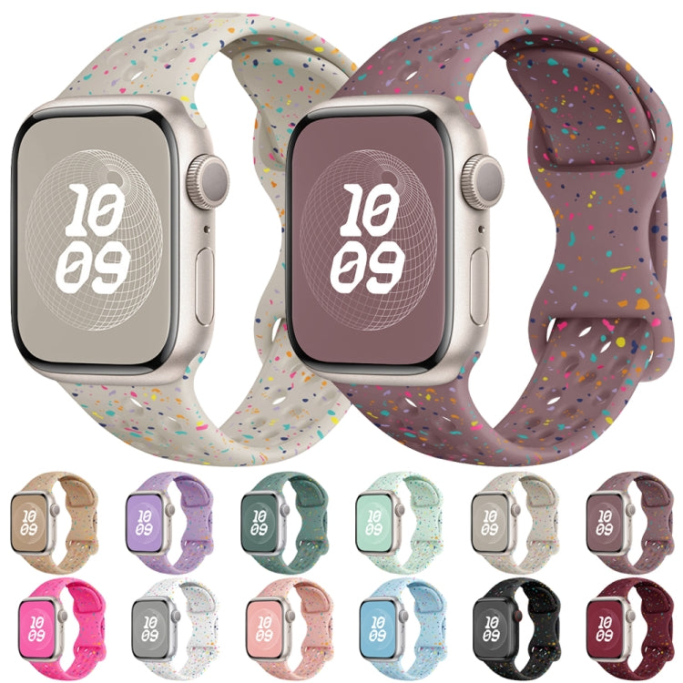 For Apple Watch SE 44mm Hole Style Butterfly Buckle Camouflage Silicone Watch Band(Light Mint) - Watch Bands by buy2fix | Online Shopping UK | buy2fix