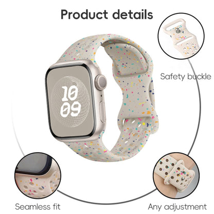 For Apple Watch SE 2023 44mm Hole Style Butterfly Buckle Camouflage Silicone Watch Band(Light Blue) - Watch Bands by buy2fix | Online Shopping UK | buy2fix