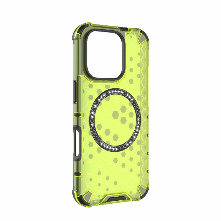 For iPhone 16 Pro Honeycomb Magnetic Ring Shockproof Phone Case(Green) - iPhone 16 Pro Cases by buy2fix | Online Shopping UK | buy2fix