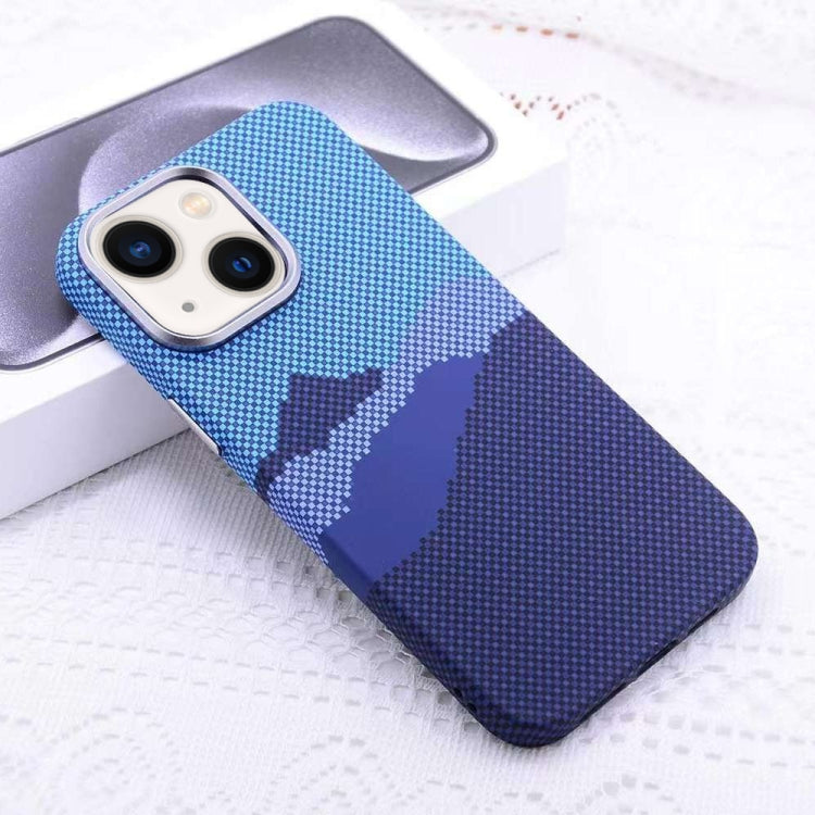 For iPhone 14 Kevlar Carbon Fiber Texture MagSafe Magnetic Phone Case(Blue) - iPhone 14 Cases by buy2fix | Online Shopping UK | buy2fix