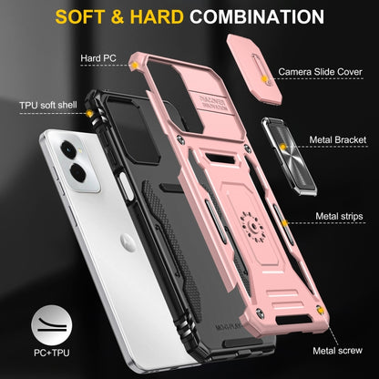 For Motorola Moto G Stylus 5G 2024 Armor PC + TPU Camera Shield Phone Case(Rose Gold) - Motorola Cases by buy2fix | Online Shopping UK | buy2fix